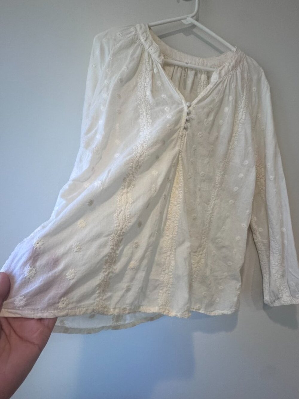 Nine 1 Eight Boho Peasant Blouse Tunic – Cream – Size L 🔥